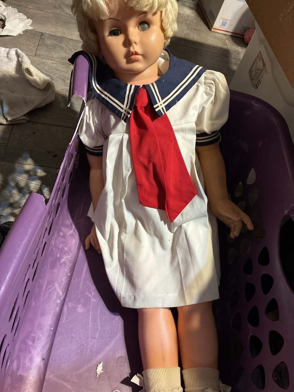 Vintage Allied Eastern AE3651 35" Jointed Walker Doll in Sailor Outfit